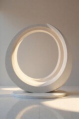 Serene, curving lines of a minimalist sculpture evoke a sense of calm and tranquility, perfect for meditation or relaxation Ideal for spa, wellness, and mindfulness themes , calm, curve, contemporary