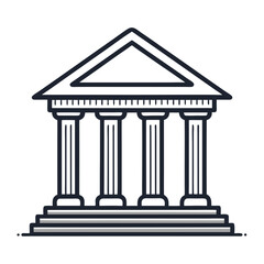Obraz premium Flat vector icon of bank building, transparent background