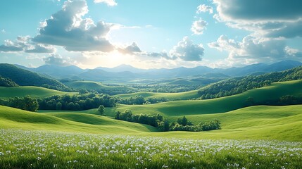 Fototapeta premium Green valley panorama