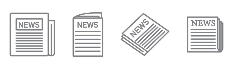 newspaper line art vector illustration . 
Newspaper and media outline icons set – flat, line, journalism and press symbols