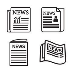 Newspaper vector icon  Newspaper icon with lines and headlines indicating printed news.