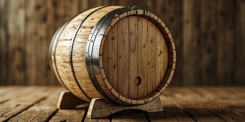 Traditional Wooden Beer Keg - 3D Illustration for Design