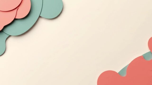 Colorful paper cut shapes on soft beige background  
