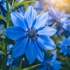 blue flower on a green background
