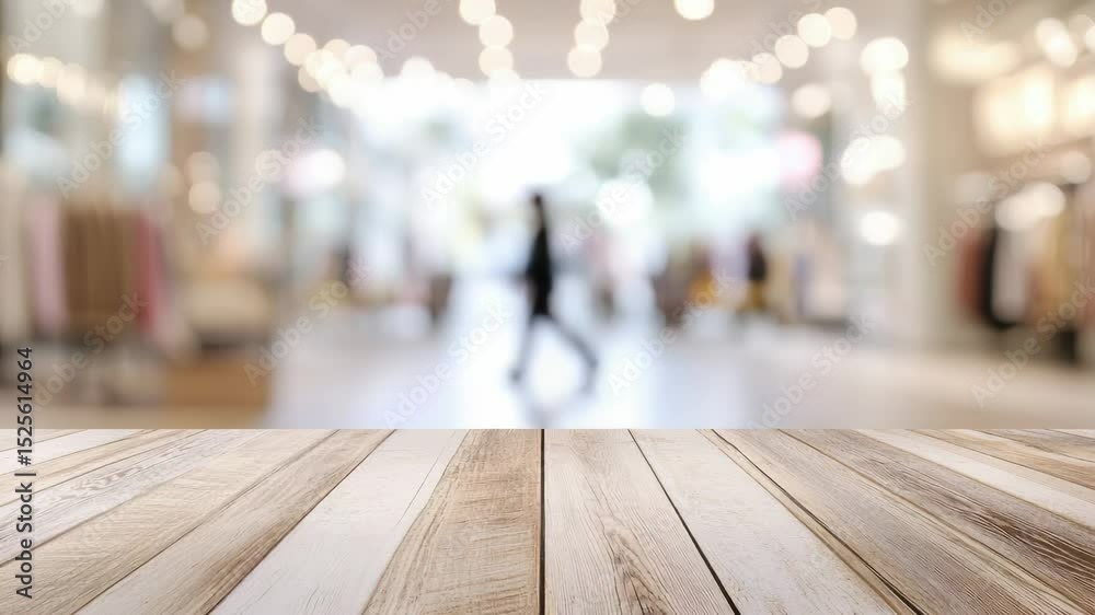 Poster a simple wooden table with a blurred background