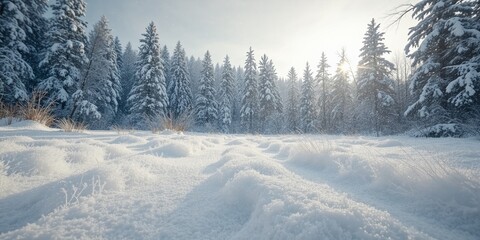 Winter Wonderland Ground Covered in Snow