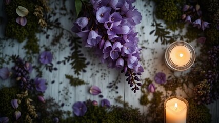 Wisteria and Moss: A Cool Hues Flat Lay