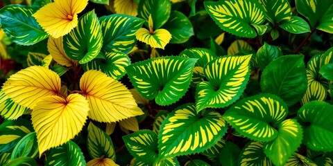Yellow and Green Impatiens Leaves, Nature's Art,  Botanical Detail