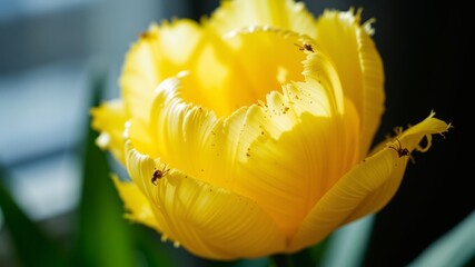 Yellow and White Tulip Blossom - Nature's Artistic Detail
