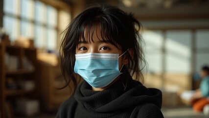Young Girl Masks Up, Health & Safety