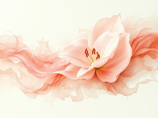 Zephyr Lily Watercolor Panorama - Serene Pink & Ivory