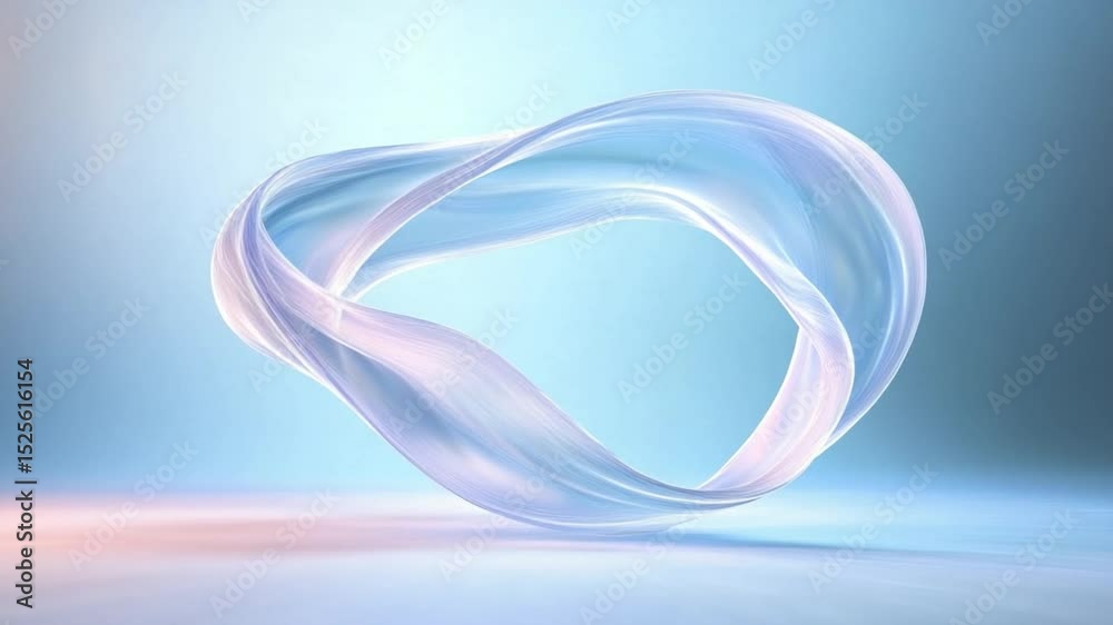 Aufkleber Flowing Fabric Loop: An ethereal, translucent fabric loop floats gracefully against a soft, gradient background, creating a visually stunning and elegant abstract image.