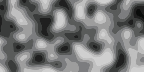 Abstract topographic map in grayscale with contours and gradient illustrating depth and texture