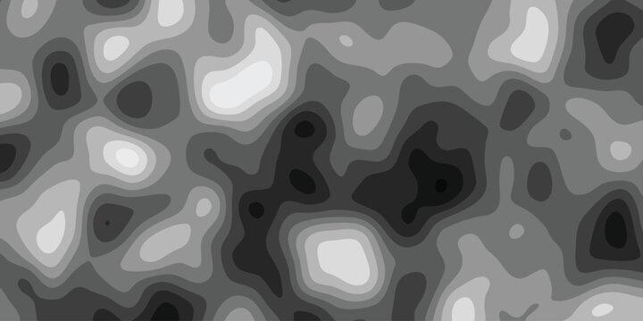 Abstract topographic map in grayscale contours representing elevation and terrain variations seamless repeating background pattern