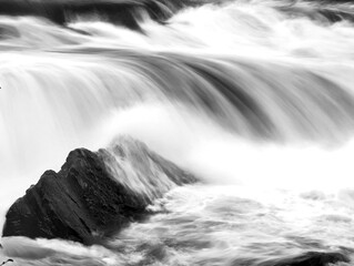 Tranquil Pennsylvania Waterfall: Scenic Black and White Motion Blur Photography