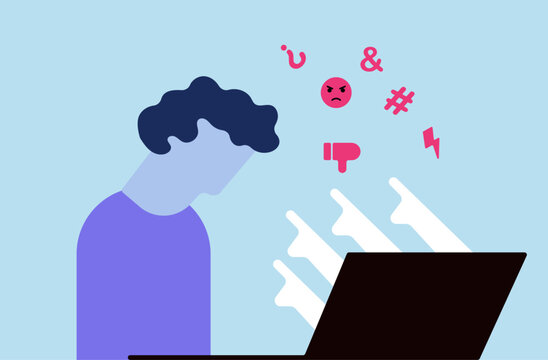 Online social media trolling and hate messages illustration