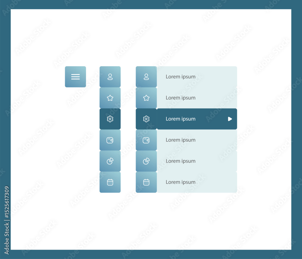 Poster vector illustration of navigation menu. vertical vector menu. ui element