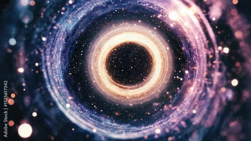 Poster a black hole in the vastness of space surrounded by stars, for use in astronomy and science illustra