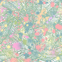 Abstract floral pattern. Branch with leaves ornamental texture. Flourish nature summer garden textured floral background. . Not AI, Vector illustration