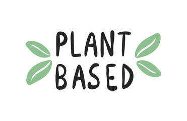 Plant based - lettering vector isolated on white background