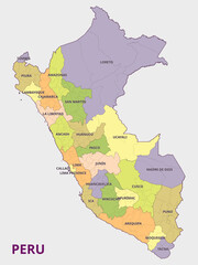 Map of Peru States and Regions