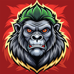 Obraz premium Angry Gorilla with Green Mohawk