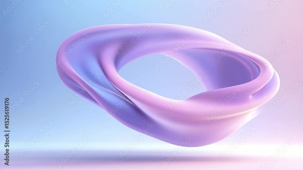 Leinwandbilder Abstract Fluid Swirl: A mesmerizing, soft-edged, fluid-like form twists and turns, creating an elegant, three-dimensional swirl in a dreamlike gradient of colors.