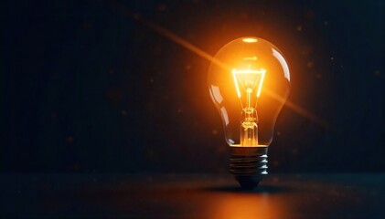 A bright, innovative lightbulb illuminates a dark background, symbolizing ideas, inspiration, and ingenuity Perfect for concepts of creativity, solutions, and breakthroughs , invention, thinking