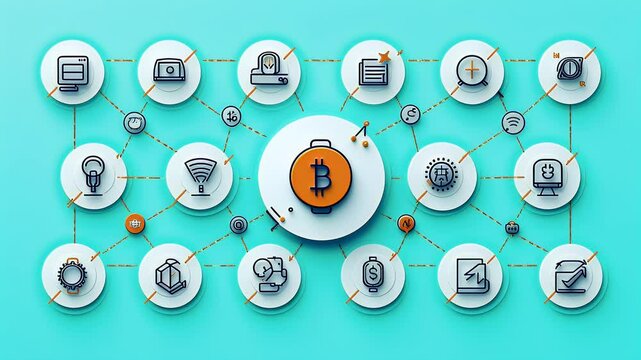 bitcoin concept icons numbers and symbols