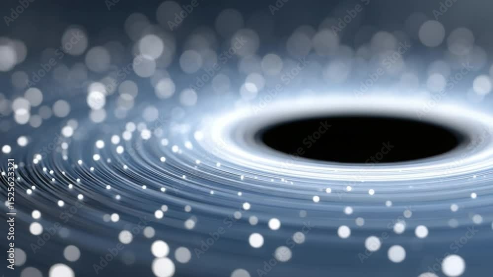 Poster Cosmic Vortex: A captivating view of a simulated black hole. Swirling with glowing particles and energy, creating a mesmerizing visual of astrophysics, space, and scientific phenomenon.