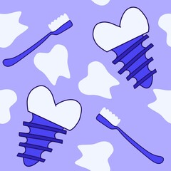 Medicine seamless teeth implants pattern for wrapping paper and fabrics and linens