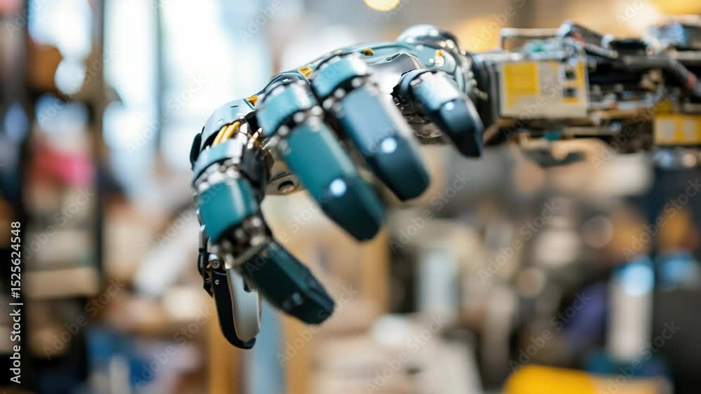 Aufkleber A detailed view of a robot's mechanical hand, suitable for tech and industry concepts