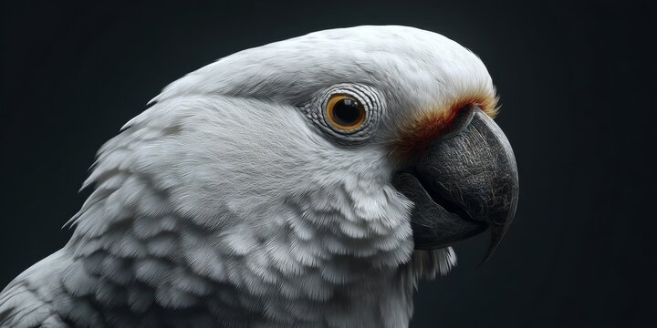 A beautiful grey and pink parrot with yellow eyes, looking directly at the camera.