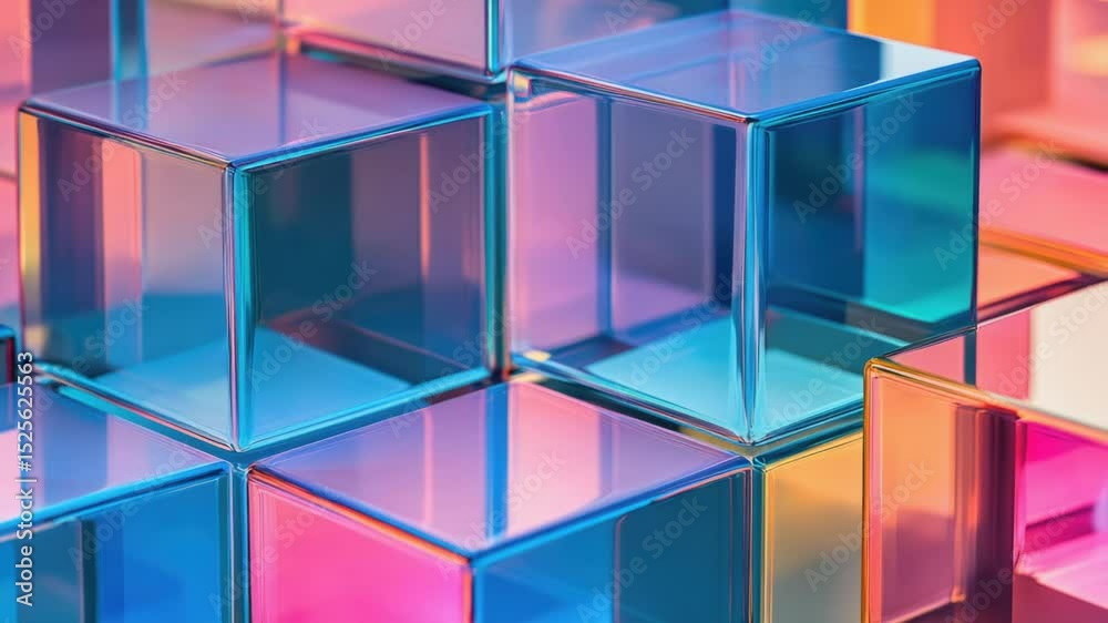Poster colorful cube blocks stacked together, great for illustration or design concepts