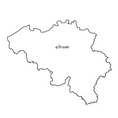 Belgium country map detailed border line simple hand drawn outline vector illustration, blank template with capital city Brussels for design, educational purposes