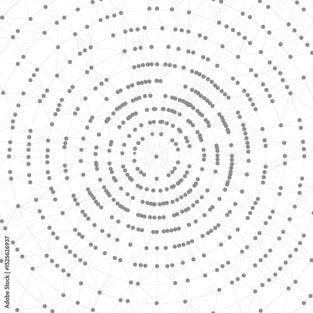 Aufkleber Technology abstract background. Dots connected by lines. Minimalist mesh backdrop. Abstract polygonal radial shape. Plexus circles.