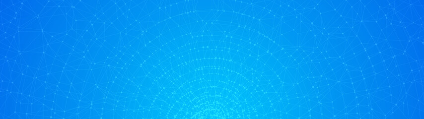 Technology abstract background. Dots connected by lines. Minimalist mesh backdrop. Abstract polygonal radial shape. Plexus circles.
