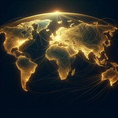 Mapa mundial iluminado pelo divino  - obrazy, fototapety, plakaty