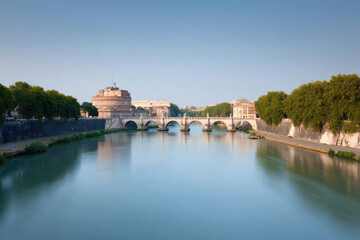 Obraz premium stunning view of castel santangelo in rome featuring its iconic architecture against clean ultrabright background