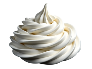 white whipped cream forms a hair swirl, studio lighting from top right, transparent background,food,fresh,cake