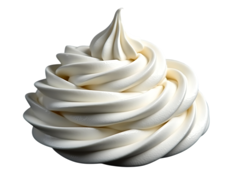 white whipped cream forms a hair swirl, studio lighting from top right, transparent background,food,fresh,cake