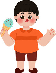 little boy eating sweet ice cream