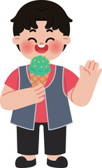 little boy eating sweet ice cream