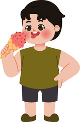 little boy eating sweet ice cream
