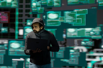 Digital attacker using coding and threat detection evasion to launch malware and penetrate secure...