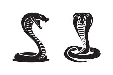 Two Black Cobra Silhouettes Design

