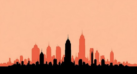 Obraz premium Cityscape skyline silhouette urban landscape buildings architecture horizon cityscape background evening view