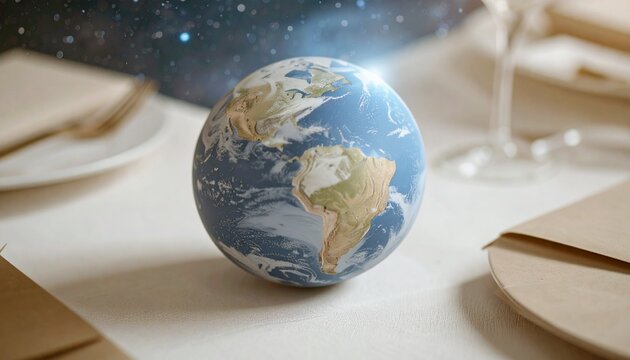 Earth globe on table with space background for global event and international business concept ideas generative ai  - Powered by Adobe