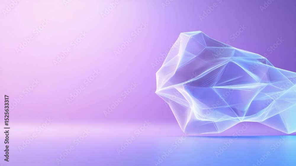 Aufkleber Abstract Geometric Form: A serene, ethereal rendering of a geometric form in shades of lavender and violet against a gradient background, evokes a sense of futuristic artistry and tranquility.