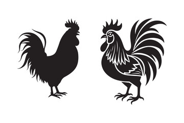 Rooster Silhouette Art Set